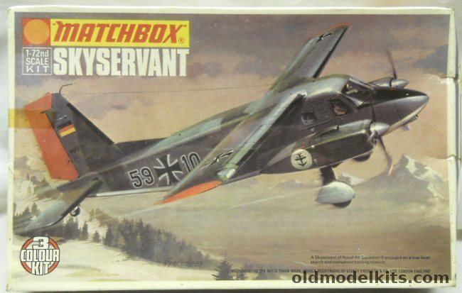 Matchbox 1/72 Dornier Do-28 Skyservant - Federal German Navy Kiel or Swedish Red Cross Biafra Nigeria 1969, PK-107 plastic model kit